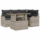 Havesofa Sæt med pude med pude 5 pcs Lysegrå Poly Rattan