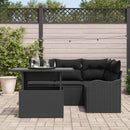 Havesofa Sæt med pude med pude 5 pcs Sort Poly Rattan