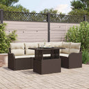 Havesofa Sæt med pude med pude 6 pcs Brun Poly Rattan