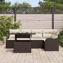 Havesofa Sæt med pude med pude 6 pcs Brun Poly Rattan