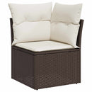 Havesofa Sæt med pude med pude 6 pcs Brun Poly Rattan
