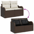 Havesofa Sæt med pude med pude 6 pcs Brun Poly Rattan