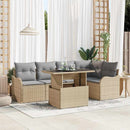 Havesofa Sæt med pude med pude 6 pcs Beige Poly Rattan
