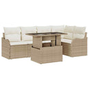 Havesofa Sæt med pude med pude 6 pcs Beige Poly Rattan