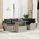 Havesofa Sæt med pude med pude 6 pcs Lysegrå Poly Rattan