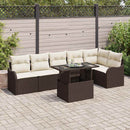 Havesofa Sæt med pude med pude 7 pcs Brun Poly Rattan
