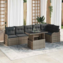 Havesofa Sæt med pude med pude 7 pcs Grå Poly Rattan