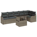 Havesofa Sæt med pude med pude 7 pcs Grå Poly Rattan