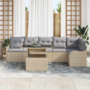 Havesofa Sæt med pude med pude 7 pcs Beige Poly Rattan