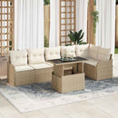 Havesofa Sæt med pude med pude 7 pcs Beige Poly Rattan