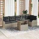 Havesofa Sæt med pude med pude 7 pcs Lysegrå Poly Rattan