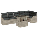 Havesofa Sæt med pude med pude 7 pcs Lysegrå Poly Rattan