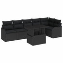 Havesofa Sæt med pude med pude 7 pcs Sort Poly Rattan