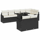 Havesofa Sæt med pude med pude 9 pcs Sort Poly Rattan