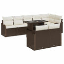Havesofa Sæt med pude med pude 9 pcs Brun Poly Rattan