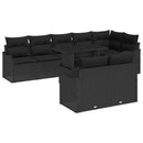 Havesofa Sæt med pude med pude 9 pcs Sort Poly Rattan