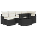 Havesofa Sæt med pude med opbevaring 7 pcs Sort Poly rattan