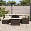 Havesofa Sæt med pude med opbevaring 7 pcs Brun Poly rattan
