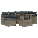 Havesofa Sæt med pude med opbevaring 7 pcs Grå Poly rattan