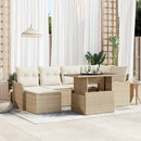 Havesofa Sæt med pude med opbevaring 7 pcs Beige Poly rattan