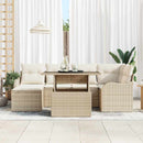 Havesofa Sæt med pude med opbevaring 7 pcs Beige Poly rattan
