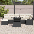 Havesofa Sæt med pude med opbevaring 8 pcs Sort Poly rattan