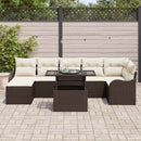 Havesofa Sæt med pude med opbevaring 8 pcs Brun Poly rattan