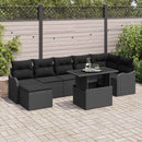 Havesofa Sæt med pude med opbevaring 8 pcs Sort Poly rattan