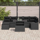 Havesofa Sæt med pude med opbevaring 8 pcs Sort Poly rattan