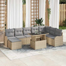 Havesofa Sæt 9 stk. Beige [Syntetisk]: Poly Rattan