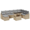Havesofa Sæt 9 stk. Beige [Syntetisk]: Poly Rattan