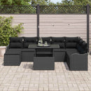 Havesofa Sæt med pude med opbevaring 9 pcs Sort Poly rattan