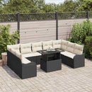 Havesofa Sæt med pude med pude 10 pcs Sort Poly Rattan