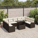 Havesofa Sæt med pude med pude 10 pcs Brun Poly Rattan