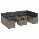 Havesofa Sæt med pude med pude 10 pcs Grå Poly Rattan