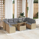 Havesofa Sæt med pude med pude 10 pcs Beige Poly Rattan