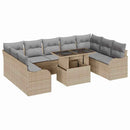 Havesofa Sæt med pude med pude 10 pcs Beige Poly Rattan