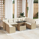 Havesofa Sæt med pude med pude 10 pcs Beige Poly Rattan