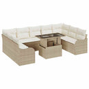 Havesofa Sæt med pude med pude 10 pcs Beige Poly Rattan