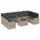 Havesofa Sæt med pude med pude 10 pcs Lysegrå Poly Rattan