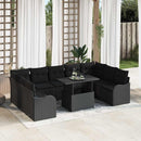 Havesofa Sæt med pude med pude 10 pcs Sort Poly Rattan