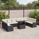 Havesofa Sæt med pude med pude 11 pcs Sort Poly Rattan