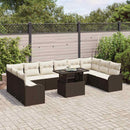 Havesofa Sæt med pude med pude 11 pcs Brun Poly Rattan