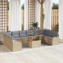Havesofa Sæt med pude med pude 11 pcs Beige Poly Rattan