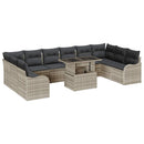 Havesofa Sæt med pude med pude 11 pcs Lysegrå Poly Rattan
