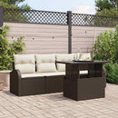Havesofa Sæt med pude med pude 5 pcs Brun Poly Rattan