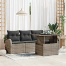 Havesofa Sæt med pude med pude 5 pcs Grå Poly Rattan