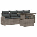 Havesofa Sæt med pude med pude 5 pcs Grå Poly Rattan