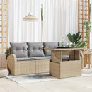 Havesofa Sæt med pude med pude 5 pcs Beige Poly Rattan