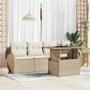 Havesofa Sæt med pude med pude 5 pcs Beige Poly Rattan